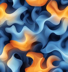 Poster - A vibrant and dynamic abstract background featuring swirling shapes in orange, blue, and cream tones. Perfect for use in presentations, digital art, or creative projects.