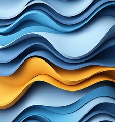 Poster - A vibrant and modern abstract wave pattern featuring shades of blue and accents of orange. Ideal for backgrounds, website designs, and creative projects.