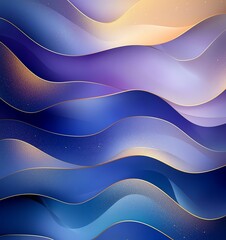 Poster - Abstract background featuring flowing waves of blue and purple hues, creating a soothing and dynamic visual effect. Ideal for design projects or as a modern wallpaper.