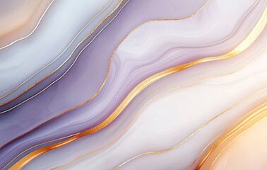 Poster - Abstract digital artwork featuring flowing waves in soft pastel colors with hints of gold accents. Ideal for backgrounds, presentations, or any creative project seeking elegance.
