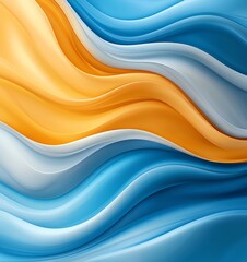 Poster - Abstract waves of blue and orange create a fluid and dynamic visual. Ideal for backgrounds, digital art, or modern web design, offering a sense of movement and energy.