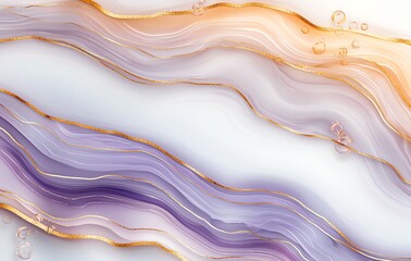 Poster - An abstract background featuring flowing waves of pastel colors, incorporating shades of purple and orange. Perfect for digital art, presentations, and modern design projects.