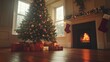 © Tatyana - Cozy Christmas Scene with a Beautiful Tree, Gifts, and a Warm Fire