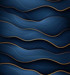 Poster - An abstract design featuring flowing blue waves with golden accents. This elegant pattern adds a touch of sophistication, perfect for backgrounds, wallpapers, or graphic projects.