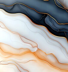 Poster - An abstract design featuring flowing lines in shades of white, black, and orange, creating a smooth and elegant visual effect, perfect for modern art and graphic projects.