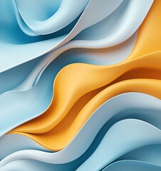 Poster - An abstract design featuring smooth, flowing waves of blue and orange, creating a visually striking pattern. Ideal for backgrounds or creative projects requiring a modern touch.