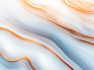 Poster - An abstract design featuring smooth, flowing lines in soft shades of blue and orange. Perfect for backgrounds, wallpapers, or any creative project requiring a modern aesthetic.