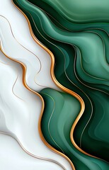 Poster - An abstract design featuring smooth flowing lines in shades of green and white. The elegant curves create a visually captivating composition perfect for modern backgrounds or art.