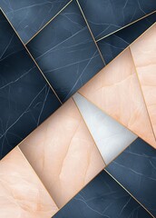 Poster - An abstract geometric composition featuring a blend of dark and light marble textures with gold accents, perfect for backgrounds, wallpapers, and modern design projects.