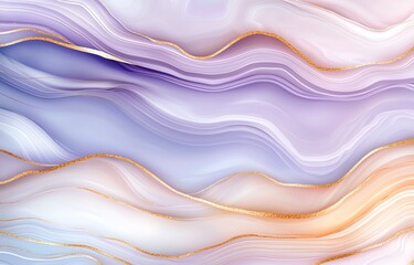 Poster - An abstract image featuring soft, flowing lines in pastel shades of purple, pink, and cream
