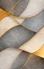 Poster - An abstract pattern featuring layered leaves in earthy tones, showcasing intricate textures and soft curves for a modern design aesthetic, perfect for backgrounds or decor.