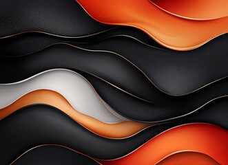 Poster - An abstract wave pattern featuring black, orange, and white tones