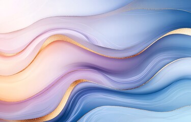 Poster - An abstract wave pattern featuring harmonious colors of blue, pink, and gold