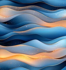 Poster - an abstract wave pattern featuring smooth gradients of blue and orange, creating a visually striking