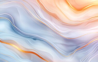 Poster - An elegant abstract background featuring fluid, wavy lines in soft pastel colors. This image creates a serene and calming atmosphere, suitable for various design projects.