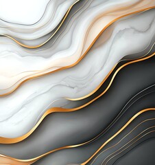 Poster - An elegant abstract design featuring flowing waves of black, white, and gold tones, creating a modern and sophisticated aesthetic perfect for various artistic projects.