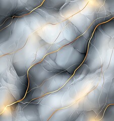Poster - An elegant and modern abstract background featuring flowing lines and textures in shades of gray, accented with golden highlights, perfect for digital design and graphic projects.