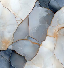 Poster - Elegant abstract background featuring smooth, interwoven layers of blue and white onyx with delicate gold veins, perfect for modern designs and artistic projects.