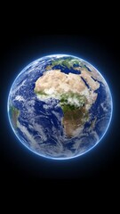 vertical prostrate glowing earth in space rotating with black background mobile video animation