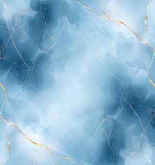 Poster - Blue Gold Marble abstract background features a blend of soft blue tones with elegant golden accents. Perfect for use in digital designs, invitations, or branding projects.