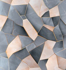 Poster - Textured abstract marble background featuring a dynamic arrangement of gray and beige geometric shapes. Ideal for creative projects requiring modern design elements.