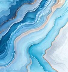 Poster - Flowing waves of blue and white tones, creating a serene and calming visual effect. Ideal for backgrounds, presentations, and artistic projects.