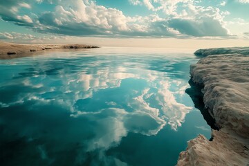 Poster - A surreal landscape where the sky is made of water and the ocean is the sky.