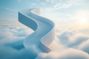 Poster - A staircase that spirals infinitely into the sky, disappearing into the clouds