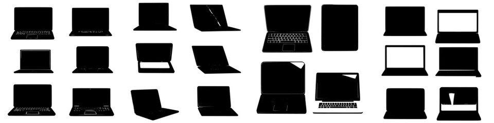Poster - Various laptop designs displayed in a grid format showcasing different angles and configurations for potential users and buyers