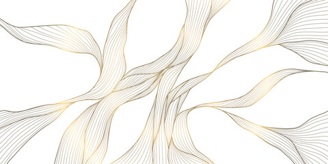 Wall Mural - vector gold wave line background, premium curve shape, glitter elegant template. flow light design, 