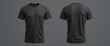 © Jyotishman - Black t-shirt mockup on muscular man – front and back view, gym clothing template on gray background