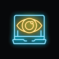 Poster - Neon icon of an eye showing the concept of computer vision