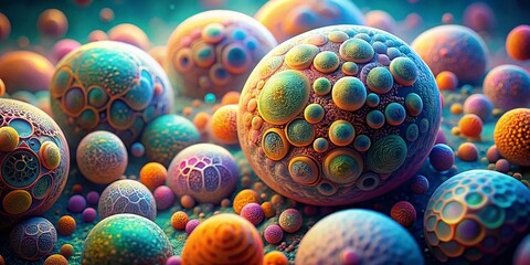 Aufkleber - Abstract Microscopic Sphere Background: Cellular Structure, Biomedical Science, Scientific Research