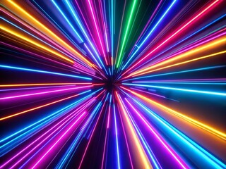 Poster - Abstract Neon Lines Zoom In Animation Background - Motion Graphics Stock Footage