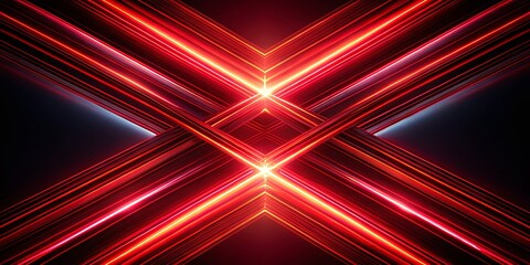 Aufkleber - Abstract Red and Black Glowing X Shape Lines - Stock Photo