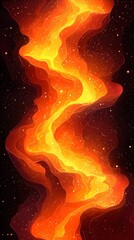 Poster - A vibrant abstract representation of flowing energy, featuring swirling shades of orange and gold, set against a starry black background, evoking a sense of cosmic motion.