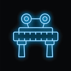 Poster - Blue neon sign depicting a retro robot with antennas, perfect for technology and futuristic themes