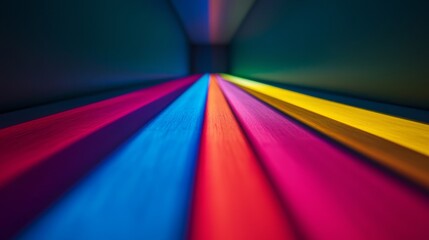 Poster - A vibrant, abstract image featuring colorful lines converging in a dark space, creating a dynamic play of light and color.