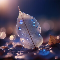 Sticker - Leaf with droplets in close up, part 2