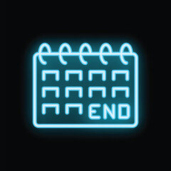 Poster - Glowing neon calendar icon showing weekend days isolated on black background