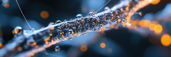 Wall Mural - Translucent Liquid Stream with Bubbles and Bokeh