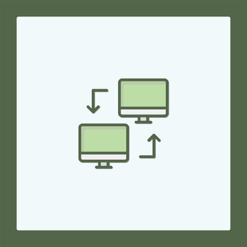 Dual Monitor Data Transfer Icon Minimalist Design