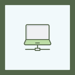 Poster - Connected Laptop Icon: Digital Network Graphic
