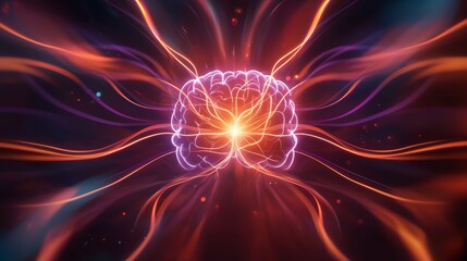 Poster - A vibrant, abstract representation of a brain with dynamic energy patterns radiating outward, symbolizing thought and connectivity.