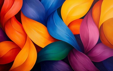 Poster - A vibrant abstract artwork featuring flowing, colorful shapes in shades of blue, orange, purple, and green, creating a dynamic visual rhythm.