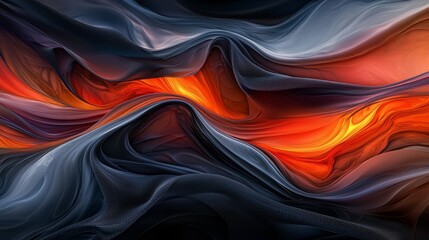 Poster - A mesmerizing wave-like pattern of dark and vibrant colors, evoking a sense of movement and depth.
