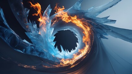Poster - swirling wave of ice and fire showcases the blend of elements in a dramatic visual display