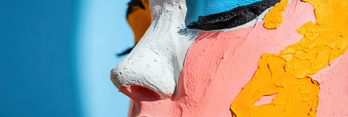 Poster - Close-up of a Multicolored Textured Painted Face