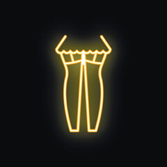 Poster - Glowing neon sign representing a woman's bodysuit, perfect for fashion or lingerie related designs
