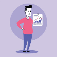 Poster - Business professional confidently holding report with growth chart. Upward trends in data concept